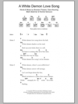 page one of A White Demon Love Song (Guitar Chords/Lyrics)