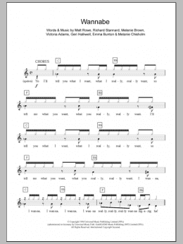 page one of Wannabe (Piano Chords/Lyrics)