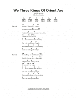 page one of We Three Kings Of Orient Are (Guitar Chords/Lyrics)