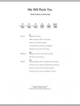 page one of We Will Rock You (Guitar Chords/Lyrics)