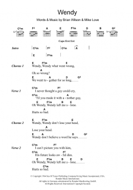 page one of Wendy (Guitar Chords/Lyrics)