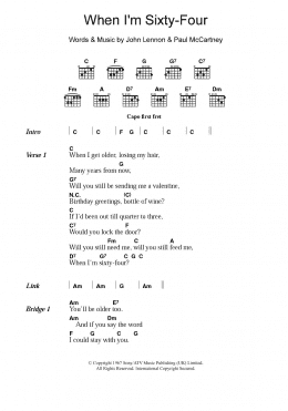 page one of When I'm Sixty-Four (Guitar Chords/Lyrics)