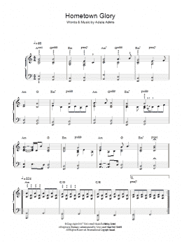 page one of Hometown Glory (Easy Piano)