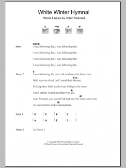 page one of White Winter Hymnal (Guitar Chords/Lyrics)