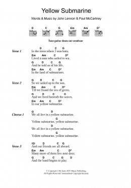 page one of Yellow Submarine (Guitar Chords/Lyrics)