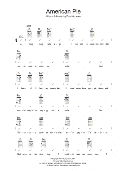 page one of American Pie (Ukulele Chords/Lyrics)