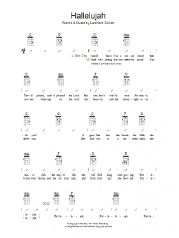 page one of Hallelujah (Ukulele Chords/Lyrics)