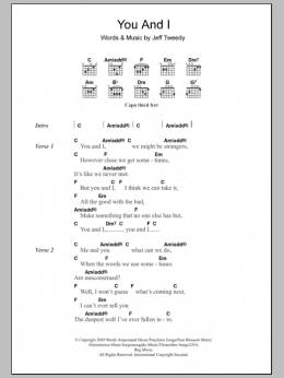 page one of You And I (Guitar Chords/Lyrics)