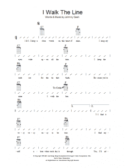 page one of I Walk The Line (Ukulele Chords/Lyrics)