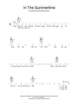 page one of In The Summertime (Ukulele Chords/Lyrics)