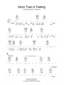 page one of More Than A Feeling (Ukulele Chords/Lyrics)