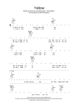 page one of Yellow (Ukulele Chords/Lyrics)