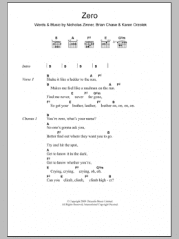 page one of Zero (Guitar Chords/Lyrics)