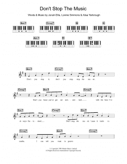 page one of Don't Stop The Music (Piano Chords/Lyrics)