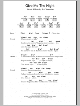 page one of Give Me The Night (Guitar Chords/Lyrics)