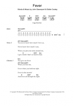 page one of Fever (Guitar Chords/Lyrics)