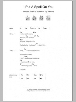 page one of I Put A Spell On You (Guitar Chords/Lyrics)