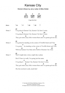 page one of Kansas City (Guitar Chords/Lyrics)