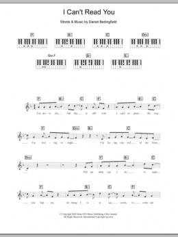 page one of I Can't Read You (Piano Chords/Lyrics)