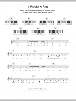 page one of I Predict A Riot (Piano Chords/Lyrics)