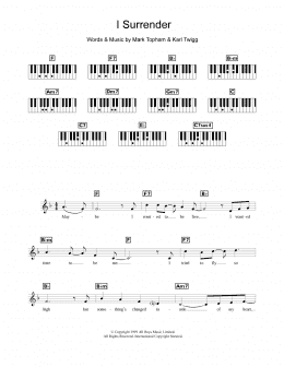 page one of I Surrender (Piano Chords/Lyrics)