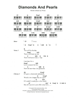 page one of Diamonds And Pearls (Piano Chords/Lyrics)