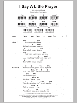 page one of I Say A Little Prayer (Piano Chords/Lyrics)