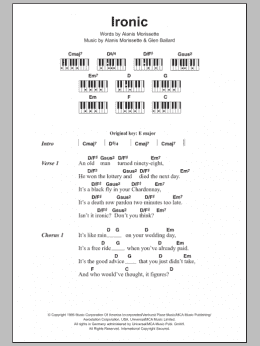 page one of Ironic (Piano Chords/Lyrics)