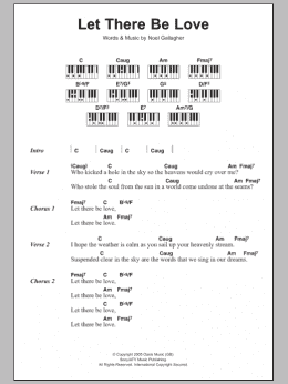 page one of Let There Be Love (Piano Chords/Lyrics)