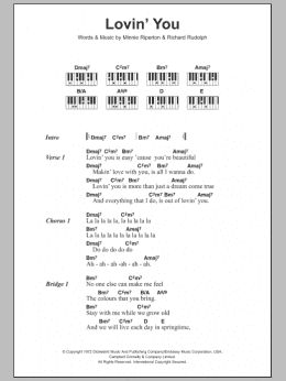 page one of Lovin' You (Piano Chords/Lyrics)