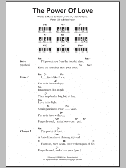 page one of The Power Of Love (Piano Chords/Lyrics)