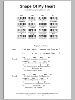 page one of Shape Of My Heart (Piano Chords/Lyrics)