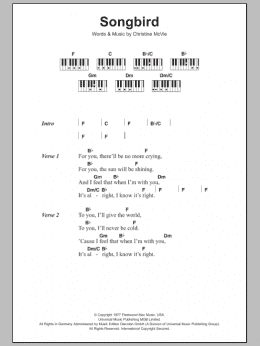 page one of Songbird (Piano Chords/Lyrics)