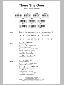 page one of There She Goes (Piano Chords/Lyrics)