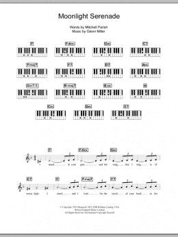 page one of Moonlight Serenade (Piano Chords/Lyrics)