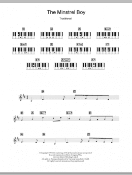 page one of The Minstrel Boy (Piano Chords/Lyrics)