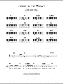 page one of Thanks For The Memory (Piano Chords/Lyrics)