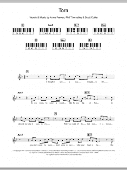 page one of Torn (Piano Chords/Lyrics)