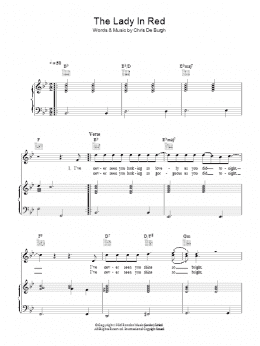 page one of The Lady In Red (Piano, Vocal & Guitar Chords)