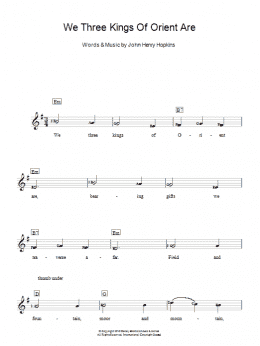 page one of We Three Kings Of Orient Are (Piano Chords/Lyrics)