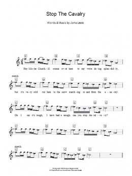 page one of Stop The Cavalry (Piano Chords/Lyrics)