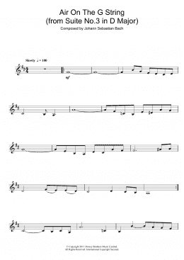 page one of Air On The G String (from Suite No.3 in D Major) (Clarinet Solo)