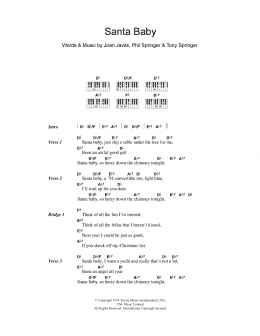 page one of Santa Baby (Piano Chords/Lyrics)