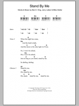 page one of Stand By Me (Piano Chords/Lyrics)