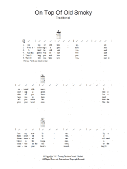 page one of On Top Of Old Smoky (Ukulele Chords/Lyrics)