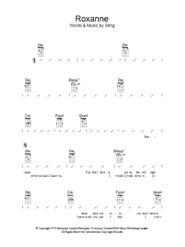 page one of Roxanne (Ukulele Chords/Lyrics)