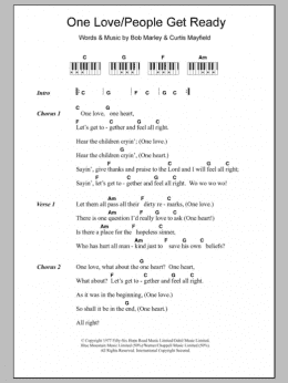 page one of One Love (Piano Chords/Lyrics)