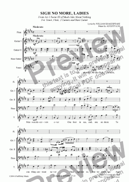 page one of SIGH NO MORE, LADIES (Tenor, Flute, Guitar & Bass Guitar)