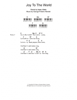 page one of Joy To The World (Piano Chords/Lyrics)