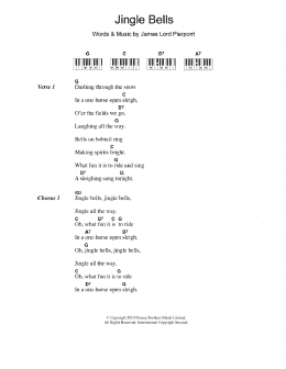 page one of Jingle Bells (Piano Chords/Lyrics)